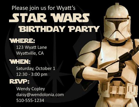 Star Wars Birthday Party Star Wars Invitations Star Wars Birthday