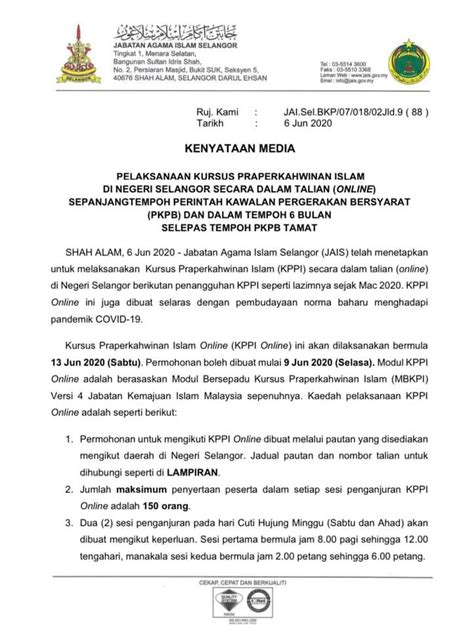 012 9783149/012 6032257 (kak ana). Borang Kursus Kahwin Selangor 2020