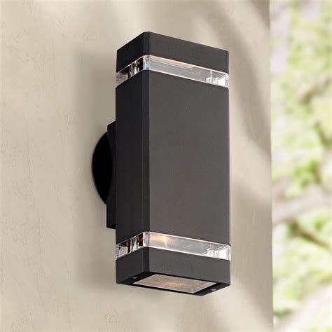 Possini Euro Design Modern Outdoor Wall Light Fixture Black 10 12