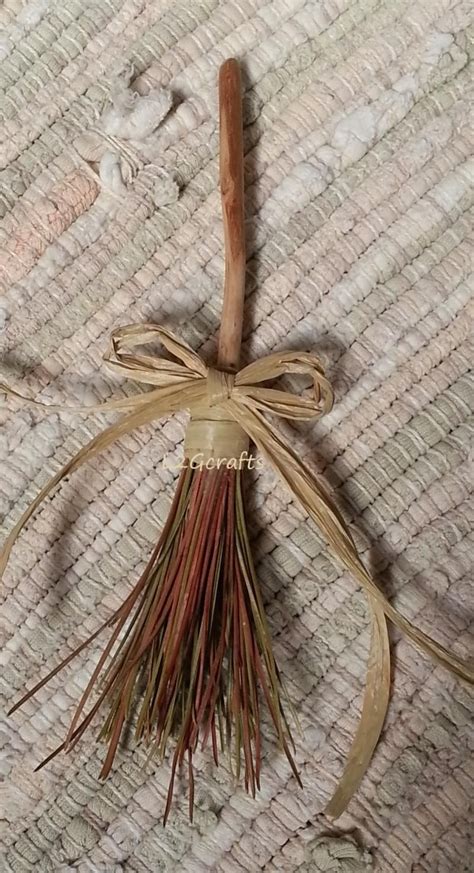Mini Craft Broom Made From Pine Needles And A Hickory Tree Twig Pine