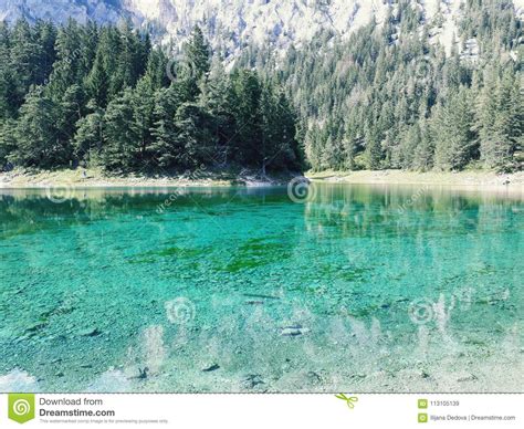Turquoise Water In Green Lake In Austria Stock Image Image Of