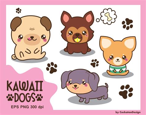 30 Off Kawaii Dog Clipart Cute Dog Clipart Dog Breeds Clipart