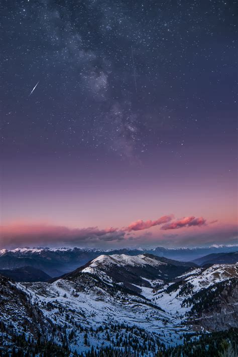 Download Wallpaper 4000x6000 Mountains Starry Sky Night