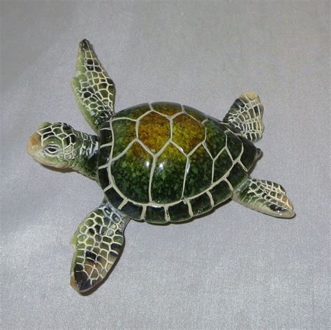 Sea Turtle Figurine Green Water Animals 425 Poly Resin New Unison