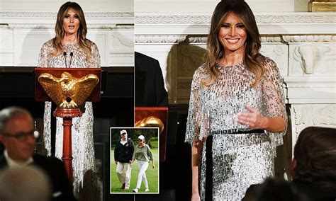 Melania Trump Wears 8000 Dress To State Dinner Daily Mail Online