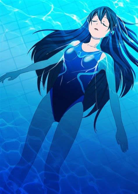 Female Haruka Free Swimsuit Ver Done Anime Black Hair Blue Anime