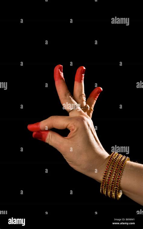 Woman Hand Showing Hamsasyo Hasta Meaning Swan Beak Of Indian Classic