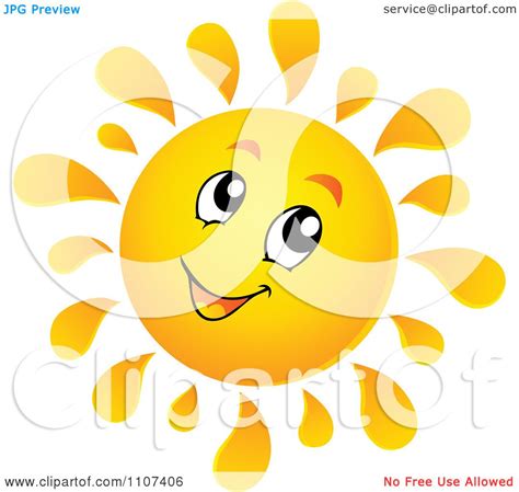 Clipart Cheerful Sun Character Smiling Royalty Free Vector