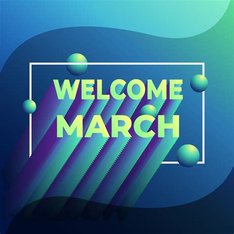 Welcome March With 3d Typography Style Modern Background Foor Social