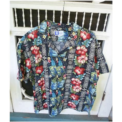 RJC Fabulous Hibiscus And Ukulele Print Hawaiian Aloha Surfer Shirt