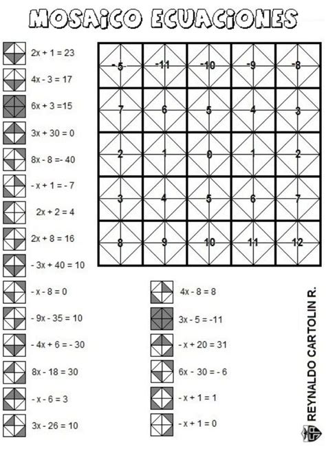 Acertijos matemáticos para secundaria índice de contenidos  hide  acertijos matemáticos para secundaria , hoy la comunidad de restos. Mosaico - ecuaciones | Actividades mat | Juegos didacticos ...