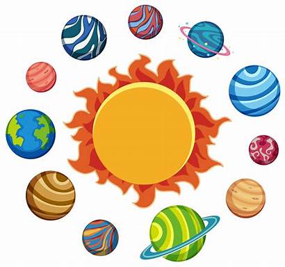 Planets Sun Vector Clipart System