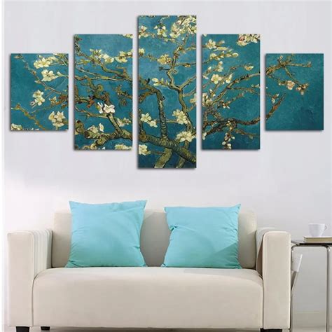 Wall Art Home Living Room Hd Printed Frame 5 Panel Elegant Flower
