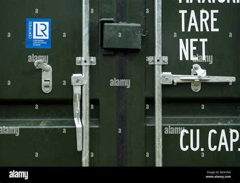 A Close Up Of An International Shipping Container Stock Photo Alamy