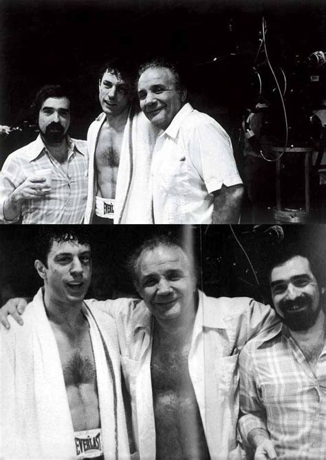Martin Scorsese Robert De Niro And Jake Lamotta On The Set Of Raging