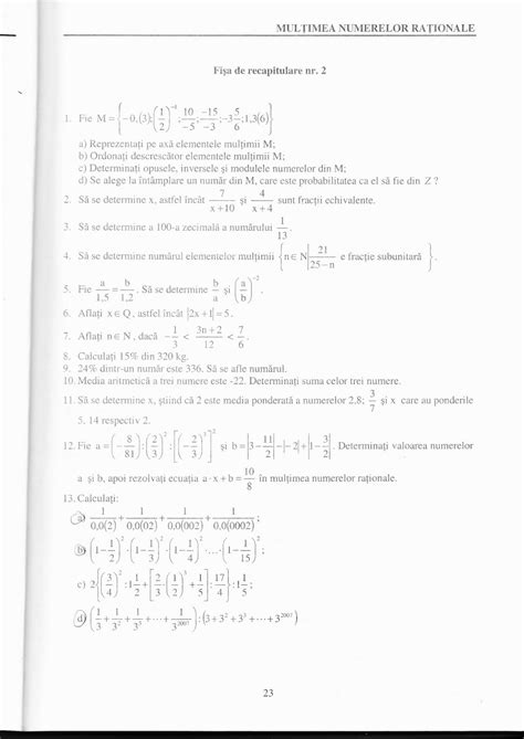 Matematica Impreuna Teste Pentru Vacanta La Clasa A Vii A