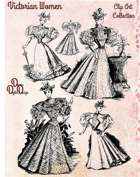 Digital Vintage Antique 1890s Fashionable Victorian Women Clip Etsy