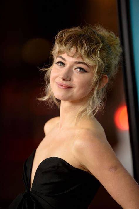 Imogen Poots Walks The Red Carpet With Curly Bangs And A Plunging Neckline Curly Hair With Bangs