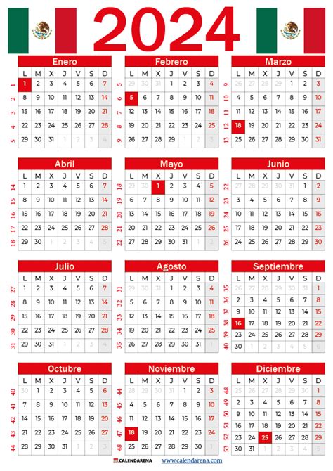Calendario México 2024 Fechas Y Eventos Destacados