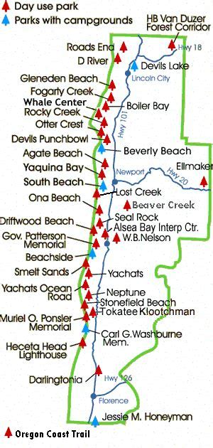 Oregon Coast Campgrounds Map Map Of Counties Around London