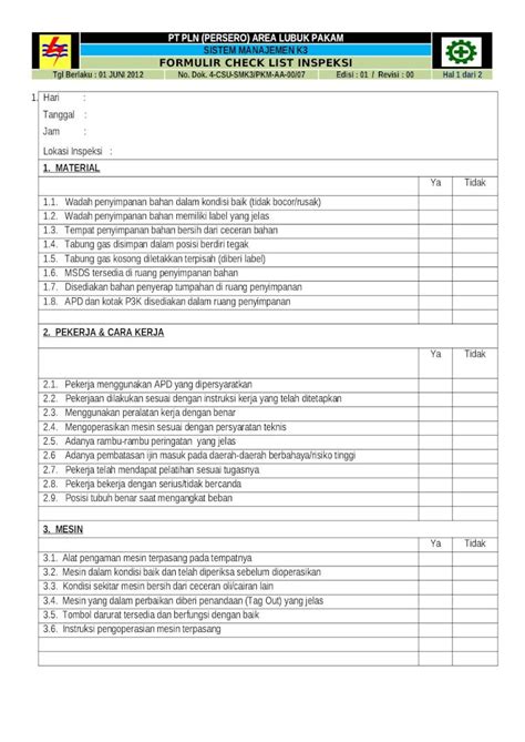 Doc 07 Form Check List Inspeksi A4 Ok Dokumentips