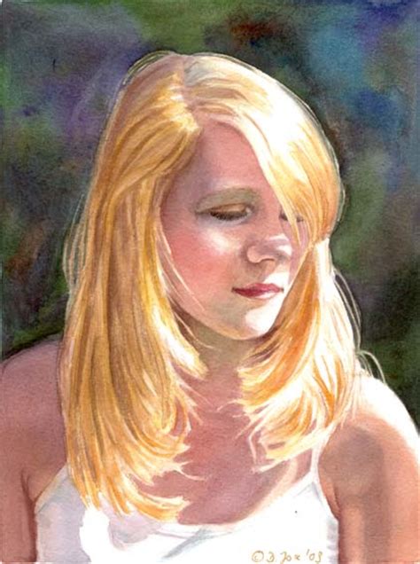 Portrait Of A Blonde Girl Figurative Young Woman Watercolor Painting