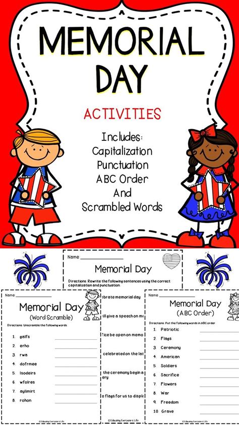 Memorial Day Activities Kindergarten Worksheets Kindergarten