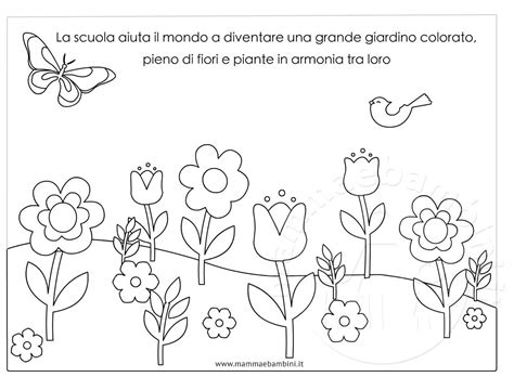 Trattando quelli più ricorrenti nelle scuole elementari e primarie. Disegno giardino con fiori da colorare - Mamma e Bambini
