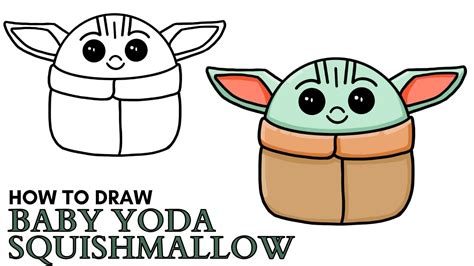 How To Draw Baby Yoda Squishmallow Easy Step By Step Drawing Tutorial