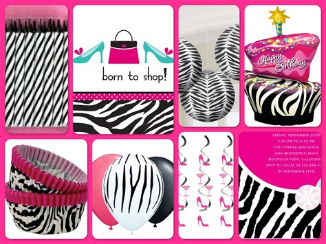 Pink Zebra Born To Shop Birthday Party Supplies Pink Zebra Birthday