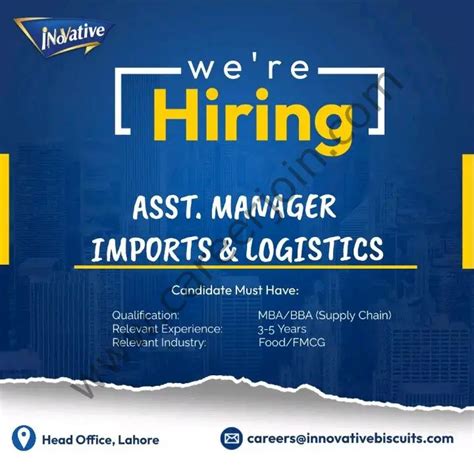 Innovative Biscuits Pvt Ltd Jobs Assistant Manager Imports And Logistics