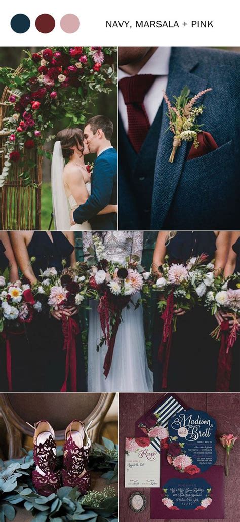 Flower bouquets can be arranged for the decor of carry one of these fall wedding bouquets down the aisle during your autumn ceremony. 10 Fall Wedding Color Ideas You'll Love for 2017 | Navy ...
