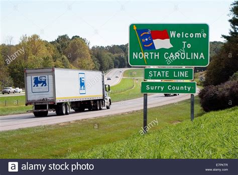 Welcome To North Carolina State Line Sign On Interstate I