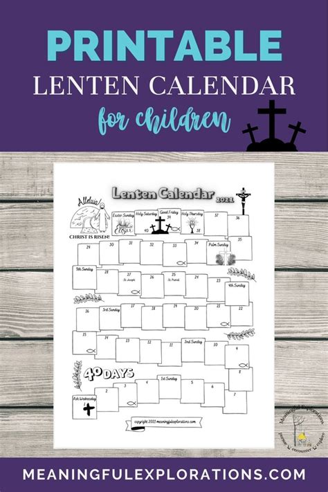 Printable Lenten Calendar For Children In 2021 Kids Calendar Bible