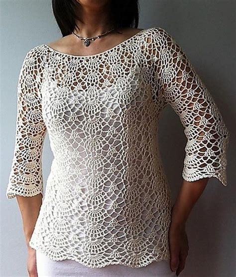 This Semi Fitted Top Is Worked From The Neck Down With Gentle Shaping