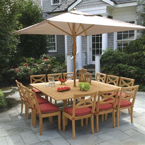 Just bolt on the legs and level to the surface; Teak Outdoor Dining Tables - Fiori 6 ft. square table ...
