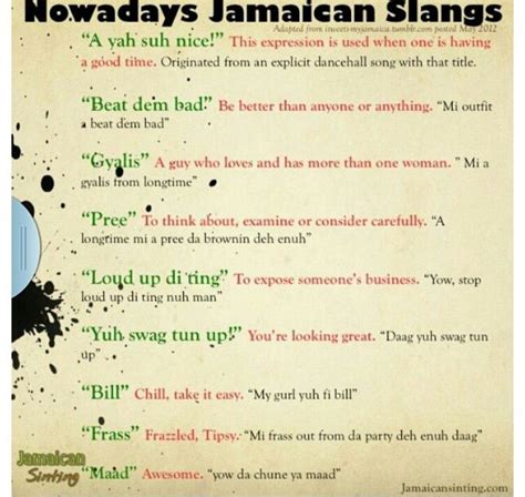 jamaican slang jamaican words jamaican slang jamaica culture