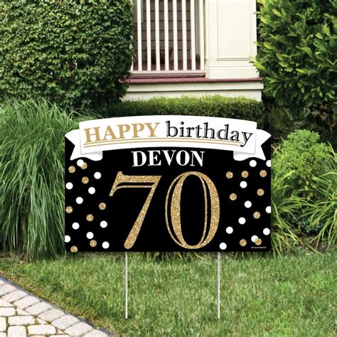 Adult 70th Birthday Gold Birthday Party Yard Sign Lawn Etsy