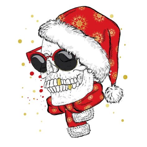 Premium Vector Skull In A Christmas Cap Santa Claus