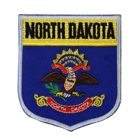 State Flag Shield North Dakota Patch Badge Travel Embroidered Iron On