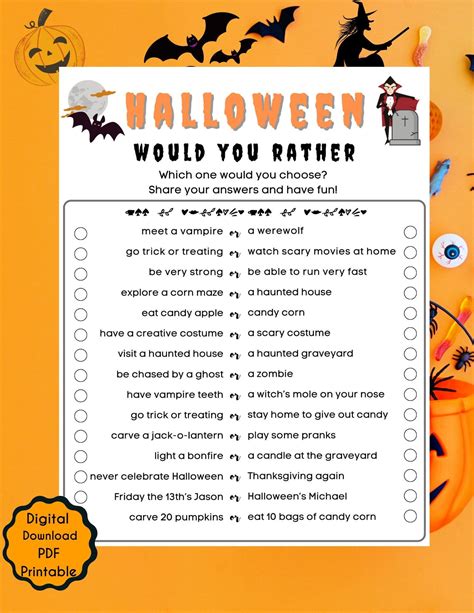 Halloween Would You Rather Game Spooky Halloween Games Etsy