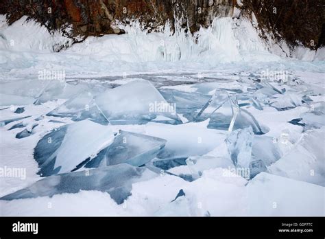 Broken Ice And Rock Baikal Lake Olkhon Island Siberia Russia Stock