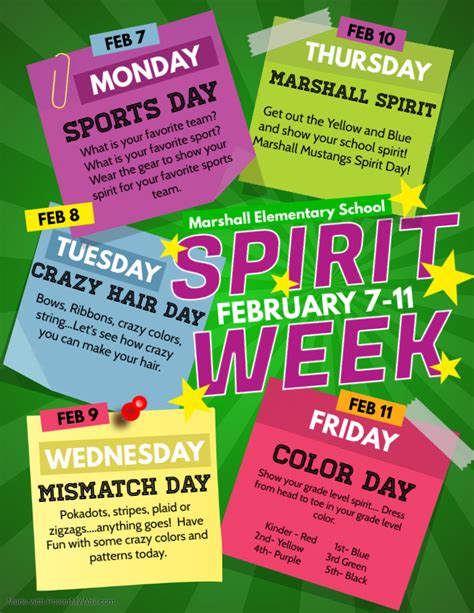 Spirit Week Is Coming Marshall Elementary