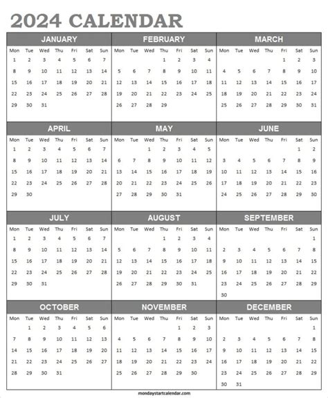 January 2024 Monday Calendar Monday To Sunday Monthly Monday Calendar