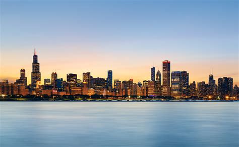 Chicago Skyline At Sunset Stock Photo Download Image Now Istock