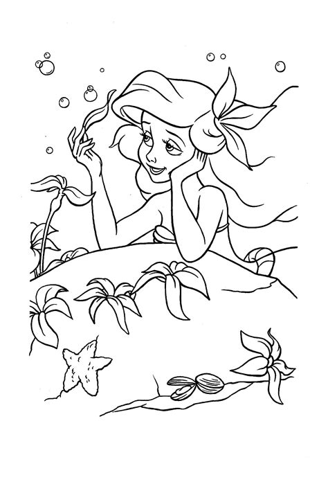 The pretty Ariel, to color - The Little Mermaid Kids Coloring Pages