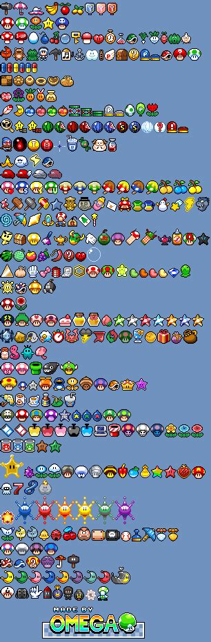 The Spriters Resource Full Sheet View Mario Customs Power Ups And Items