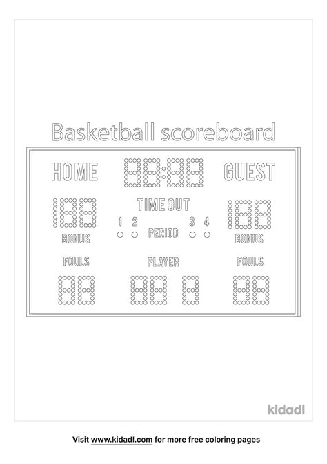 Free Basketball Scoreboard Coloring Page Coloring Page Printables