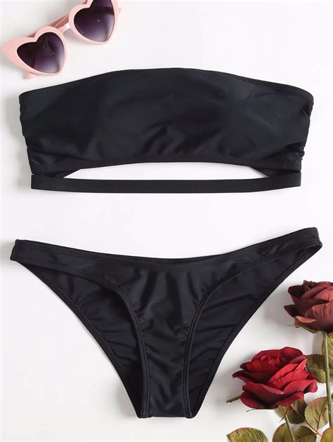 2018 Bandeau Strapless Sexy Hollow Cutout Brazilian Bikini Swimwear