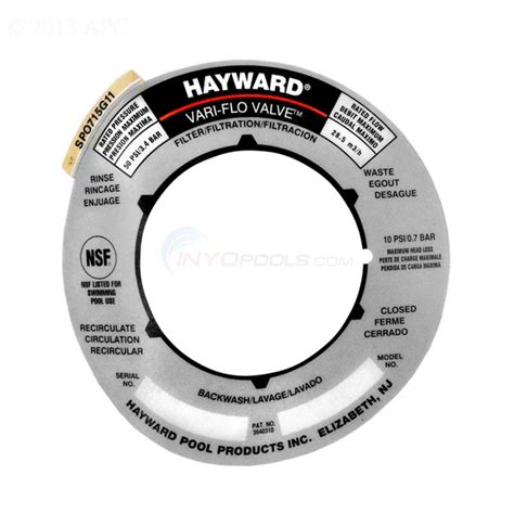 Hayward Valve Position Label Spx0715g 4701 14
